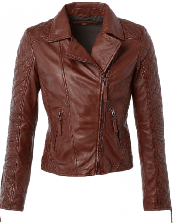Products 48 New-Quilted-Biker-Leather-Womens-Brown-Leather-Jacket-Front-1